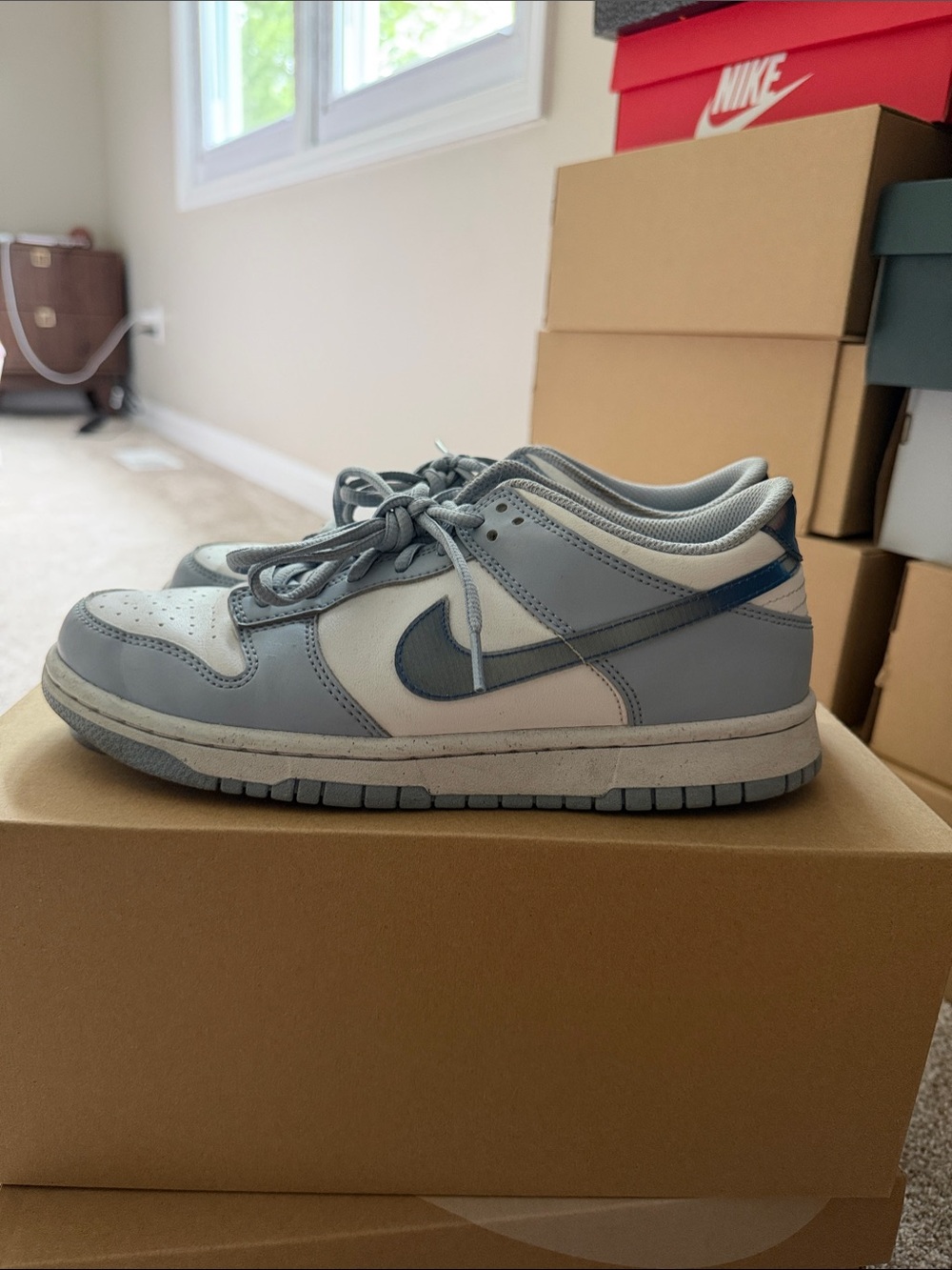Nike Dunks Low Sneakers in Light blue and White